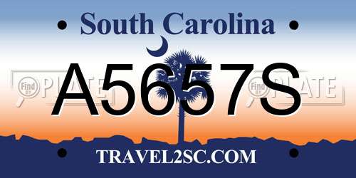 A5657S South Carolina License Plate