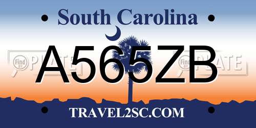 A565ZB South Carolina License Plate