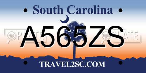 A565ZS South Carolina License Plate