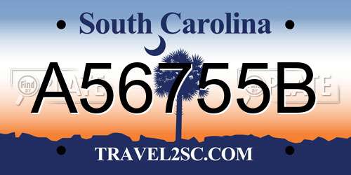 A56755B South Carolina License Plate