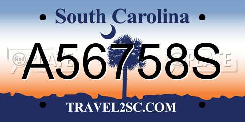 A56758S South Carolina License Plate
