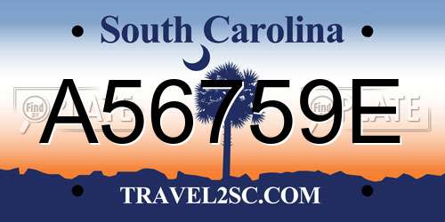 A56759E South Carolina License Plate