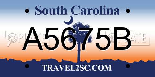 A5675B South Carolina License Plate