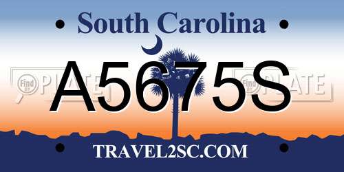 A5675S South Carolina License Plate