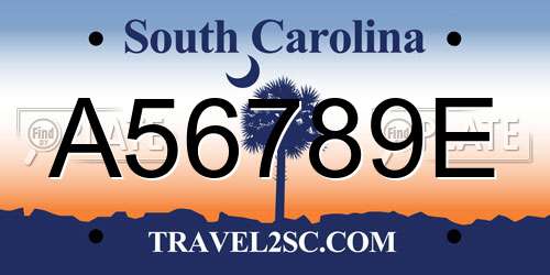 A56789E South Carolina License Plate