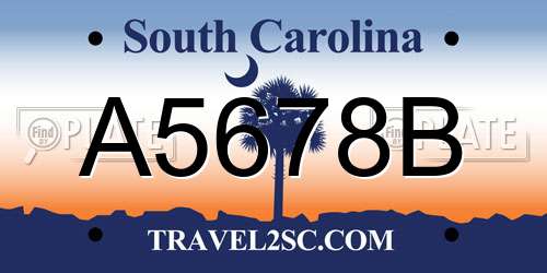 A5678B South Carolina License Plate