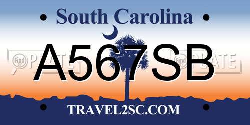 A567SB South Carolina License Plate