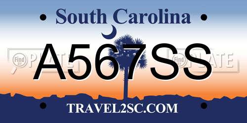 A567SS South Carolina License Plate