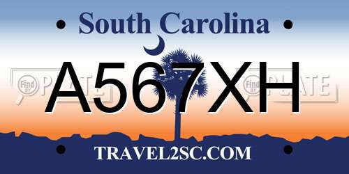 A567XH South Carolina License Plate