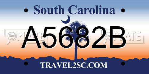 A5682B South Carolina License Plate