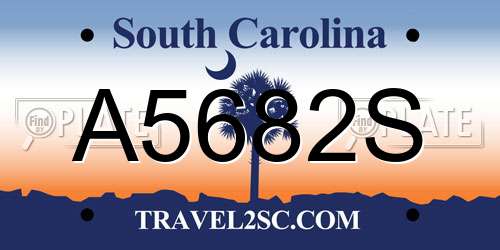 A5682S South Carolina License Plate