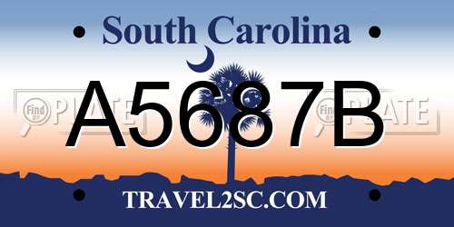 A5687B South Carolina License Plate