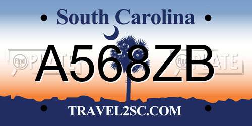 A568ZB South Carolina License Plate