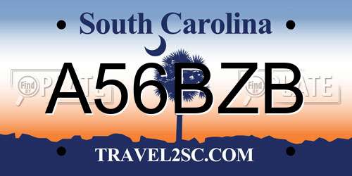 A56BZB South Carolina License Plate