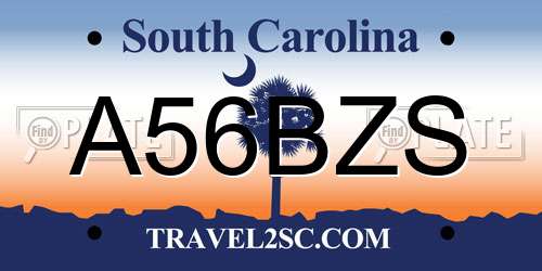 A56BZS South Carolina License Plate