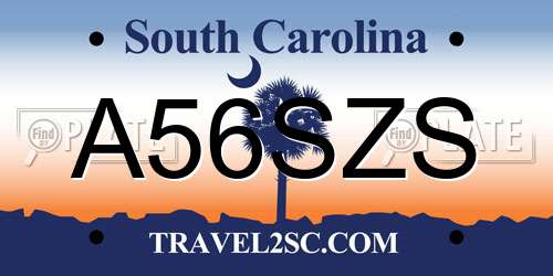 A56SZS South Carolina License Plate