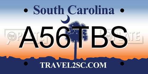 A56TBS South Carolina License Plate