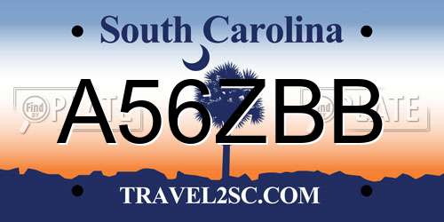 A56ZBB South Carolina License Plate