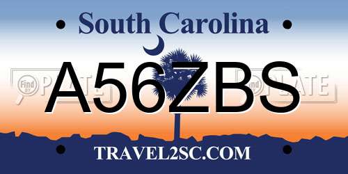 A56ZBS South Carolina License Plate