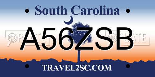 A56ZSB South Carolina License Plate