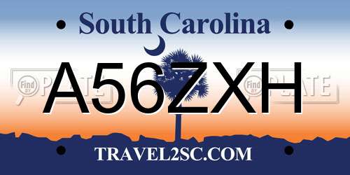 A56ZXH South Carolina License Plate
