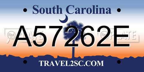 A57262E South Carolina License Plate