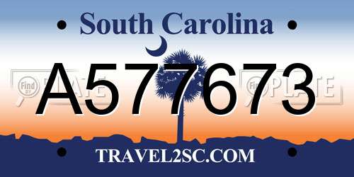 A577673 South Carolina License Plate