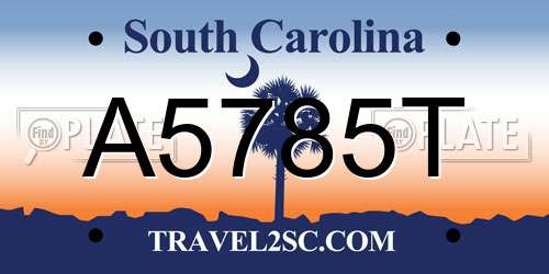 A5785T South Carolina License Plate