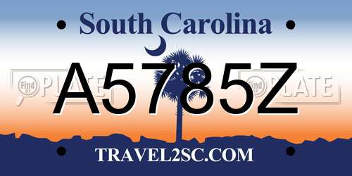 A5785Z South Carolina License Plate