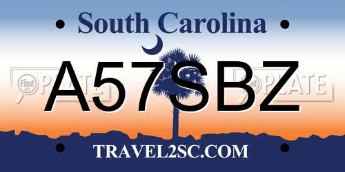A57SBZ South Carolina License Plate
