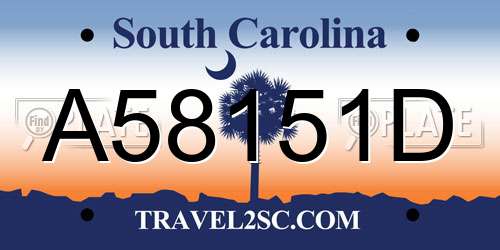 A58151D South Carolina License Plate