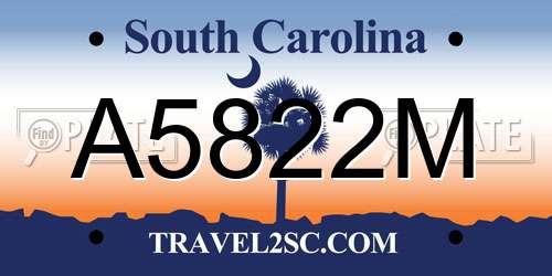A5822M South Carolina License Plate