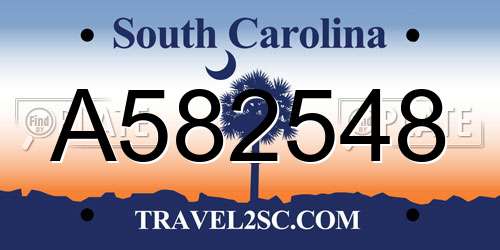 A582548 South Carolina License Plate