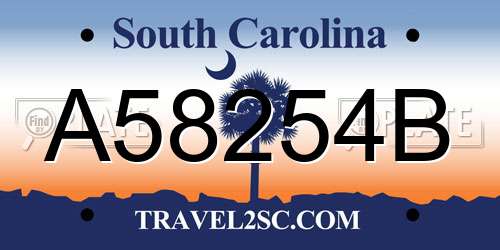 A58254B South Carolina License Plate