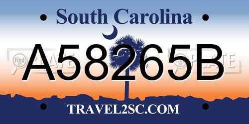A58265B South Carolina License Plate