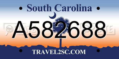 A582688 South Carolina License Plate