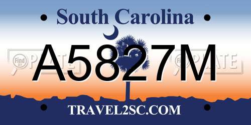 A5827M South Carolina License Plate
