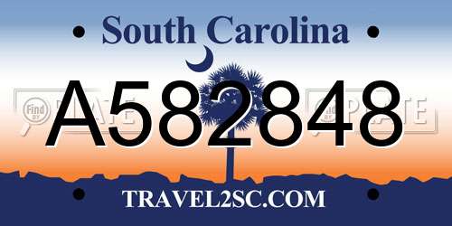 A582848 South Carolina License Plate