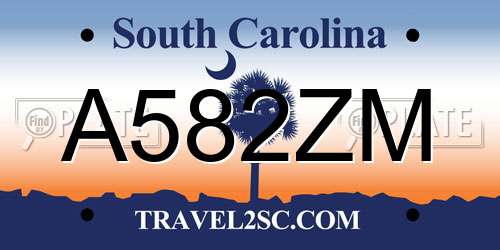 A582ZM South Carolina License Plate