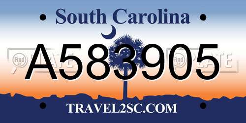 A583905 South Carolina License Plate