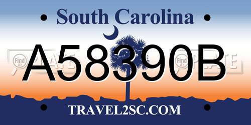 A58390B South Carolina License Plate