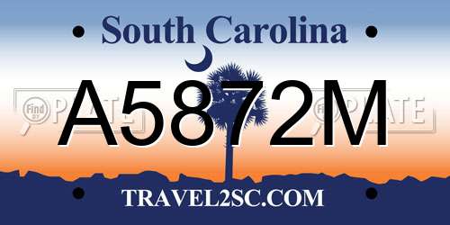 A5872M South Carolina License Plate