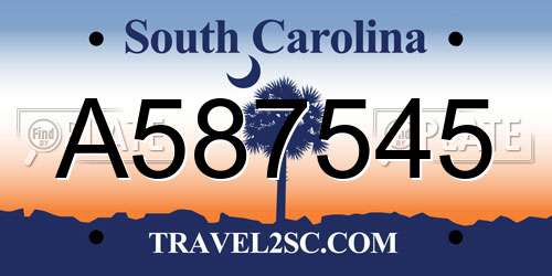 A587545 South Carolina License Plate