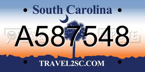 A587548 South Carolina License Plate