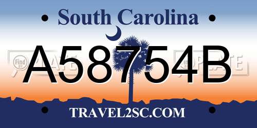 A58754B South Carolina License Plate