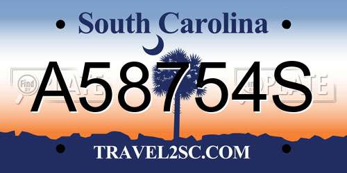 A58754S South Carolina License Plate