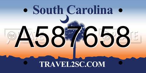A587658 South Carolina License Plate