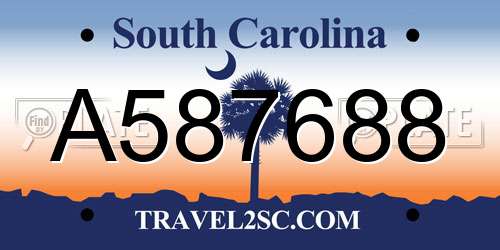 A587688 South Carolina License Plate