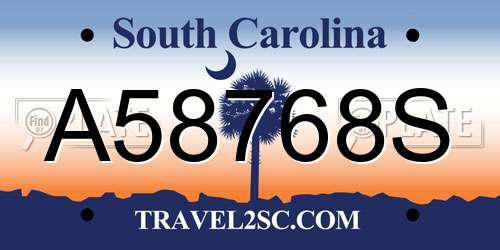A58768S South Carolina License Plate