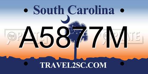 A5877M South Carolina License Plate